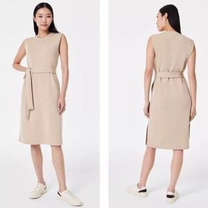 SPANX Beige Sleeveless Belted Dress
